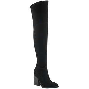 Marc Fisher Womens Meyana Black Faux Suede Tall Over-The-Knee Boots Shoes